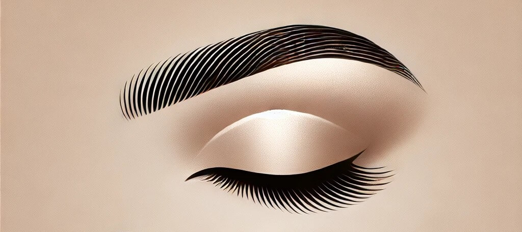 Stylish illustration showing beautifully laminated eyebrows with sleek, defined lashes.